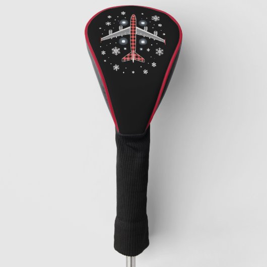 Kerstvlieger Schotse Ruit Piloot Golfheadcover (Voorkant)