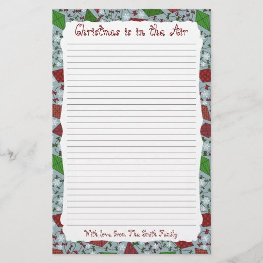 Kerstvliegers, gepersonaliseerd briefpapier (Voorkant)