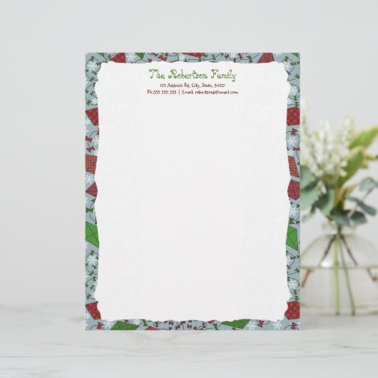 Kerstvliegers, gepersonaliseerde briefhoofd (Staand voorkant)