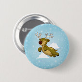 kerstvliegrenrenrenrenrendiertje ronde button 5,7 cm (Voorkant /achterkant)