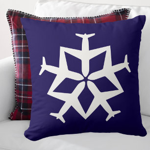 Kerstvliegtuig Sneeuwvlok Modern Cute Luchtvaart Kussen