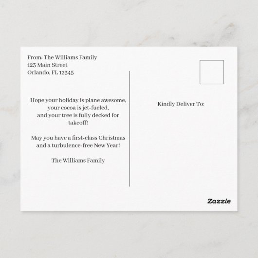 Kerstvliegtuig Snowflake Gewoon Grappig Luchtvaart Briefkaart (Achterkant)