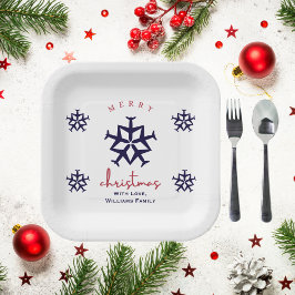 Kerstvliegtuig Snowflake Minimalist Aviation Papieren Bordje