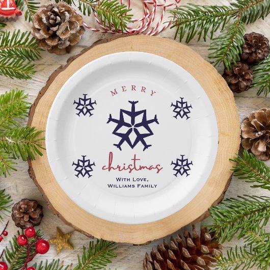 Kerstvliegtuig Snowflake Minimalist Aviation Papieren Bordje