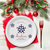 Kerstvliegtuig Snowflake Minimalist Aviation Papieren Bordje