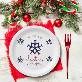 Kerstvliegtuig Snowflake Minimalist Aviation Papieren Bordje