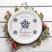 Kerstvliegtuig Snowflake Minimalist Aviation Papieren Bordje