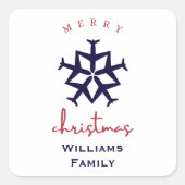 Kerstvliegtuig Snowflake Minimalist Aviation Vierkante Sticker (Voorkant)