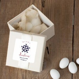 Kerstvliegtuig Snowflake Minimalist Aviation Vierkante Sticker