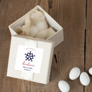 Kerstvliegtuig Snowflake Minimalist Aviation Vierkante Sticker