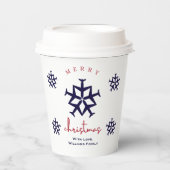 Kerstvliegtuig Snowflake Modern Schattigee Luchtva Papieren Bekers (Voorkant)