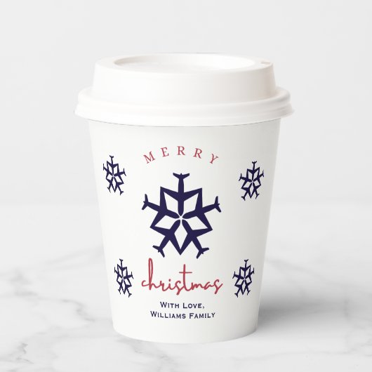 Kerstvliegtuig Snowflake Modern Schattigee Luchtva Papieren Bekers (Voorkant)