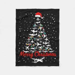 Kerstvliegtuigen Boom Partijen Prettig Kerstfeest Fleece Deken