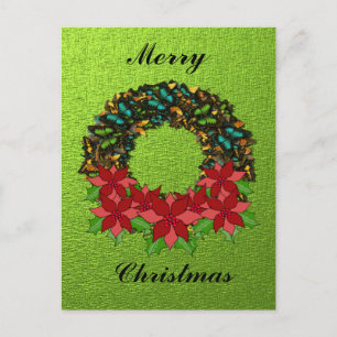Kerstvlinder Poinsettia Krans Post Kaart