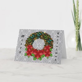 Kerstvlinder Poinsettia Krans wenskaart Feestdagen Kaart