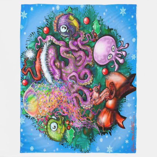 kerstvlinderbank fleece deken (Voorkant)