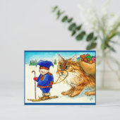kerstvlinderkat op het briefkaart skiis (Staand voorkant)