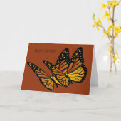 Kerstvlinders op Roest Kleur Kaart (Gele Bloem)