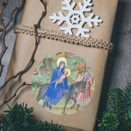 Kerstvlucht Heilige Familie naar middeleeuws Egypt Ronde Sticker