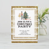 Kerstvoedingskraker Aangepaste Gold Party-uitnodig Kaart (Staand voorkant)