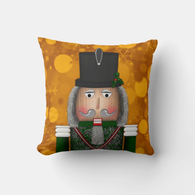 Kerstvoedingskraker Face, Green-Square Pillow Kussen (Voorkant)