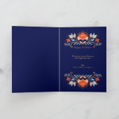 kerstvoedingskraker Floral Folk Art Deep Blue Feestdagen Kaart (Binnen)