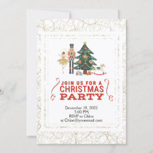Kerstvoedingskraker Gold & White Party Invitation Kaart