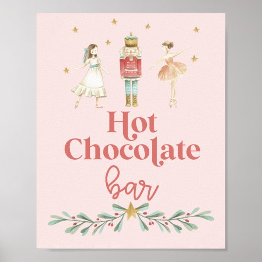 Kerstvoedingskraker Hot Chocolate Bar Roze Poster (Voorkant)
