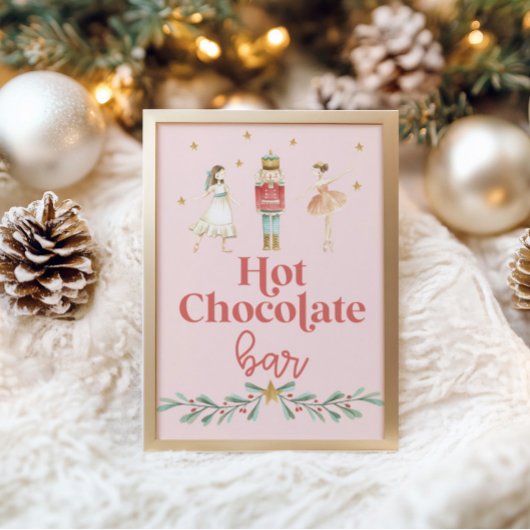 Kerstvoedingskraker Hot Chocolate Bar Roze Poster