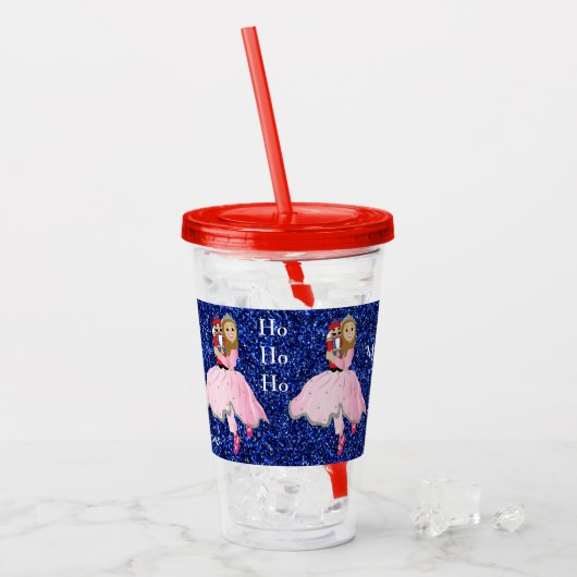 kerstvoedingskraker Lt Brwn Hair Acryltumbler Acryl Drinkbeker (Voorkant ijs)