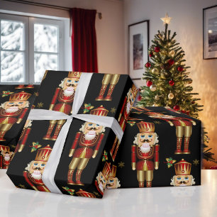 Kerstvoedingskraker, rood goud en zwart cadeaupapier
