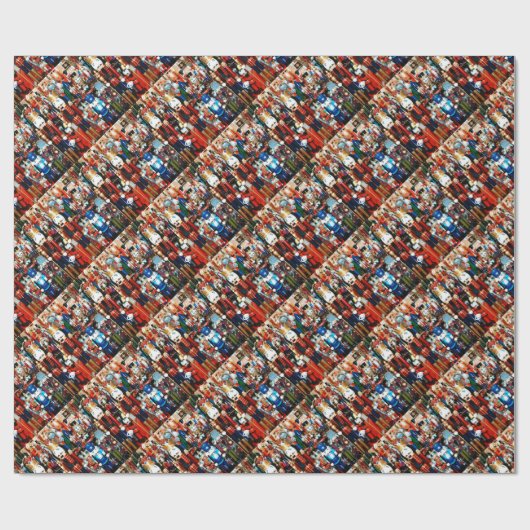 Kerstvoedingskrakers overal cadeaupapier (Vlak)