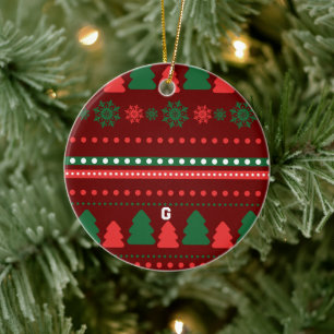 Kerstvoedsel en kerstlabel set keramisch ornament