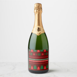 Kerstvoedsel en kerstlabel set sparkling wijnetiket