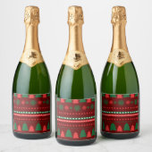Kerstvoedsel en kerstlabel set sparkling wijnetiket (Flessen)