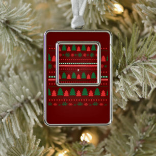 Kerstvoedsel en kerstlabel set verzilverd omlijst ornament