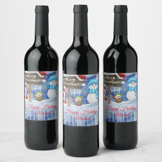 Kerstvoedsel en kerstlabel set wijn etiket (Flessen)