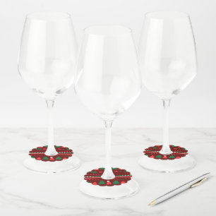 Kerstvoedsel en kerstlabel set wijnglaslabel
