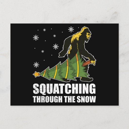 Kerstvoet die door de sneeuw kruipt briefkaart (Voorkant)