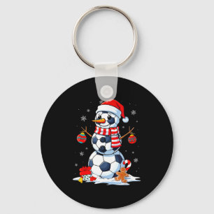 Kerstvoetbal Bal Sneeuwman Kerstmis Voetbal Jongen Sleutelhanger
