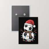 Kerstvoetbal Bal Sneeuwman Lichten Kerstman Hoed Button (Voorkant / Achterkant)