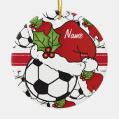 Kerstvoetbal ⚽ Ball | Personaliseren Keramisch Ornament (Voorkant)