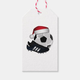 Kerstvoetbal en -schoen cadeaulabel