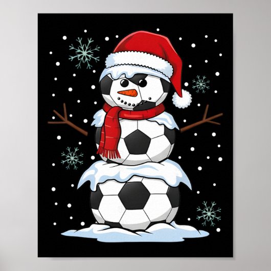 Kerstvoetbal Grappige Sneeuwman Kerst Pyjama M Poster (Voorkant)