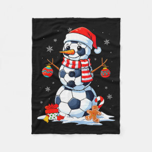 Kerstvoetbal Grappige Sneeuwman Mannen Jongens Kin Fleece Deken