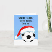 Kerstvoetbal in de kerstmanhoed kaart (Voorkant)