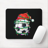 Kerstvoetbal in Santa Hat in kerstverlichting Muismat (Met muis)