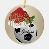kerstVoetbal Keramisch Ornament (Voorkant)