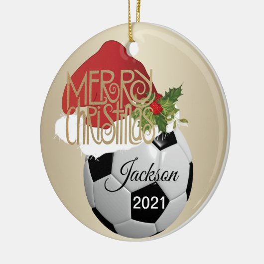 kerstVoetbal Keramisch Ornament (Links)