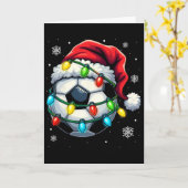 Kerstvoetbal Ll Kerstman Hoed Kerstlichten Grappig Kaart (Gele Bloem)